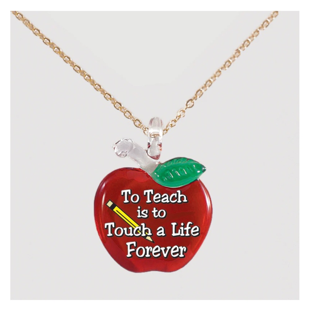 Handmade Glass Apple Teacher Necklace
